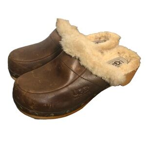 UGG Womens Kalie Sheepskin Lined Clogs Brown Size 5